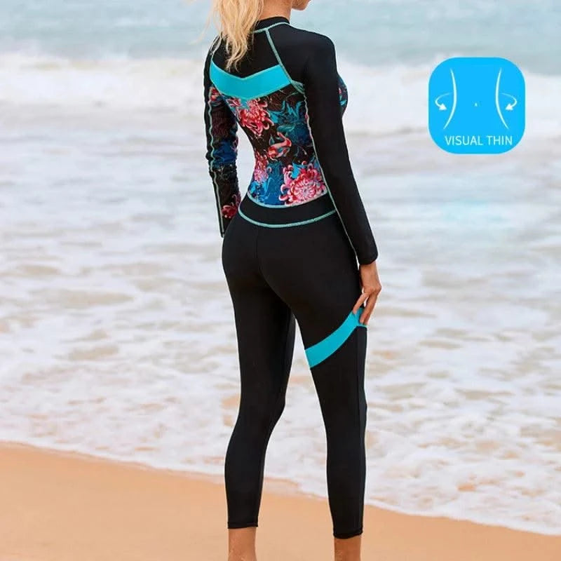 Women Thin Wetsuit Swimwear Female Long Snorkeling Diving Beach Swimsuit Jellyfish Sunscreen Elastic Zipper Swimsuit Rash Guard