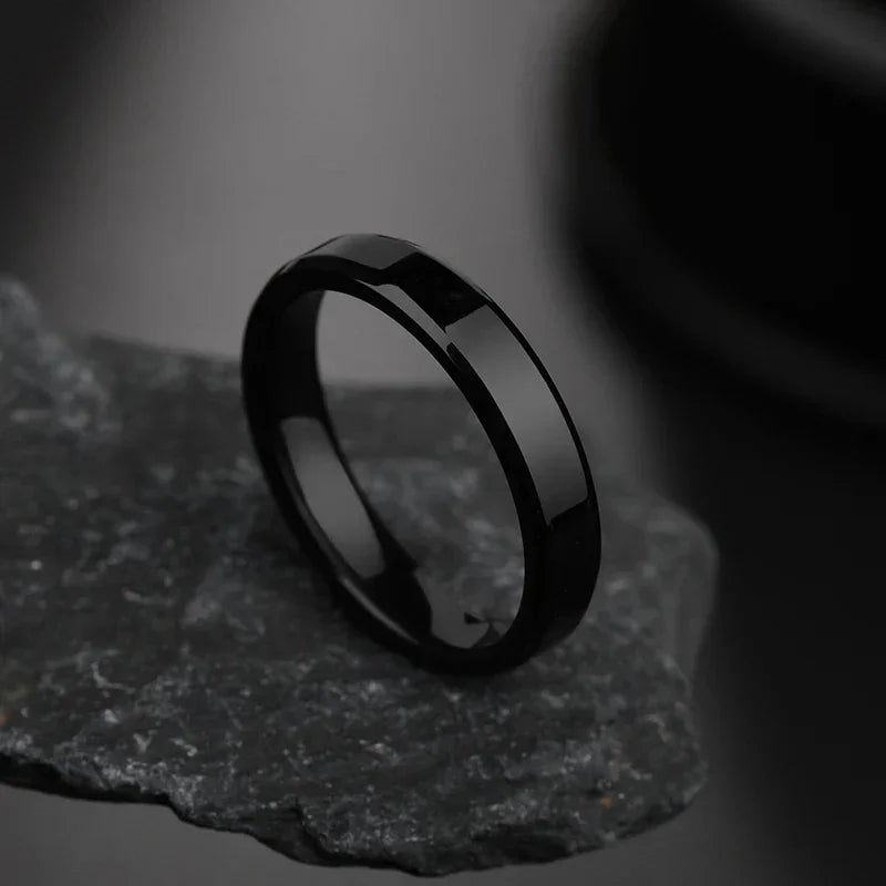 Engraving Letter Name Rings for Women Stainless Steel Jewelry Customized Personalized 4mm Ring Engagement Wedding Couple Gifts