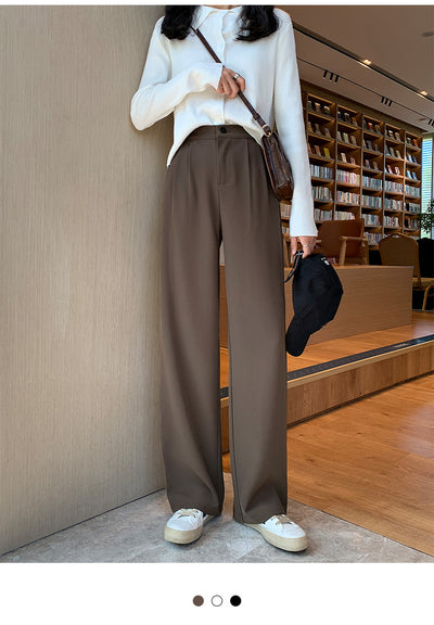 Women Wide Leg Pants Spring Summer Casual Straight OL Style Loose Suits Pant Female Solid Size S-4XL Long Trousers