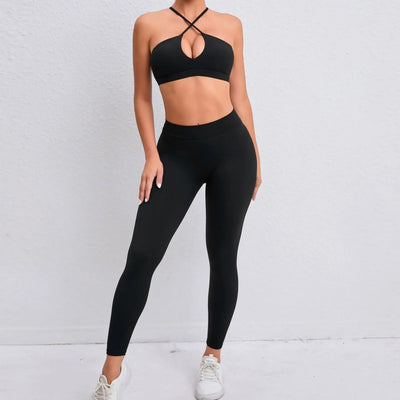 2PCS Athletic Wear Yoga Women's Tracksuit  Fitness Yoga Sets Sportswear Workout Bra+High Waist Leggings Gym Clothing Sports