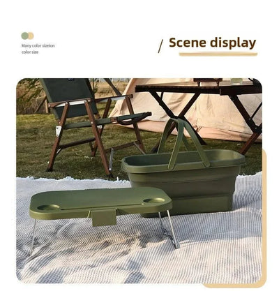 garden  Multi functional hand-held basket storage box for picnic, outdoor camping, picnic basket set, folding water bucket