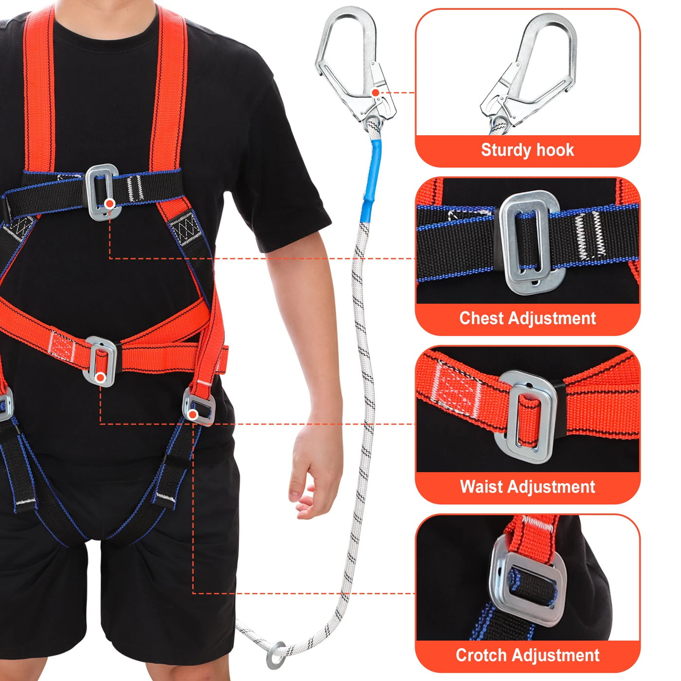 Professional Safety Harnesses Fall Protection Durable Fibre Material for Hiking Camping Adventure Tool Security Protection