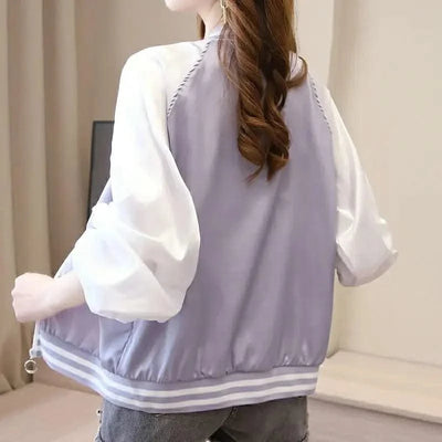 Bomber Jacket for Women Loose Short New in Baseball Aviator Coat
