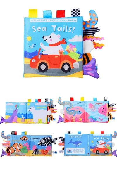 Montessori Education Baby Toys Busy Book Cartoon Animals Tail Interactive Parent-Child Fun Baby Cloth Book Baby Toys 0 6 Months