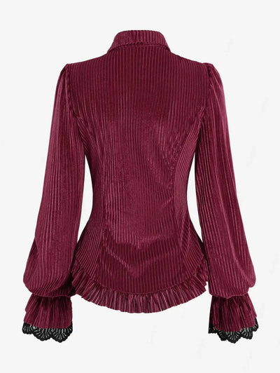 Gothic Blouse Ruffles Long Sleeves Punk Tops Women Autumn Streetwear Shirts
