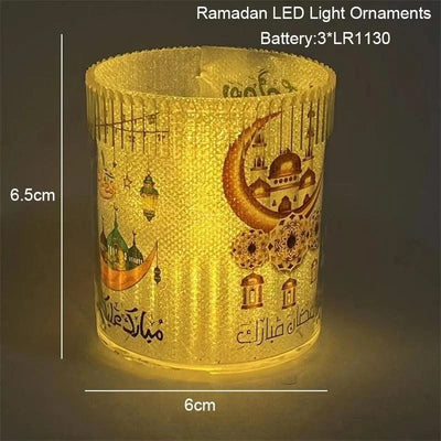 Muslim Ramadan Festival  Decorative Lamp Cartoon Pattern Acrylic LED Candle Night Light for Home Bedroom Atmosphere Decor