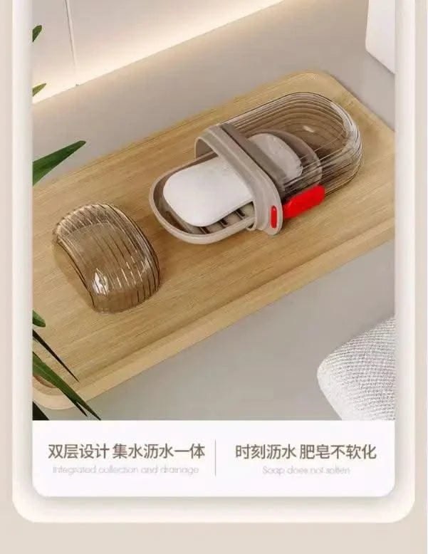 Soap Dish with Drain WaterLuxury Travel Soap Case Sealed Portable Container Mini Soap Box Compact Storage for Business Trips