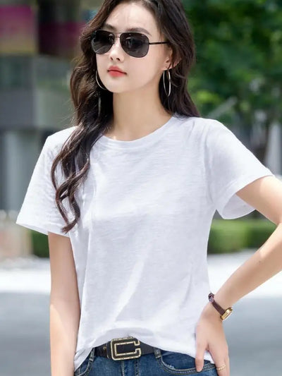 Oversized Summer T shirts for Women Casual Female Korean Streetwear Tees Unisex Basic Solid Young Cool Tops