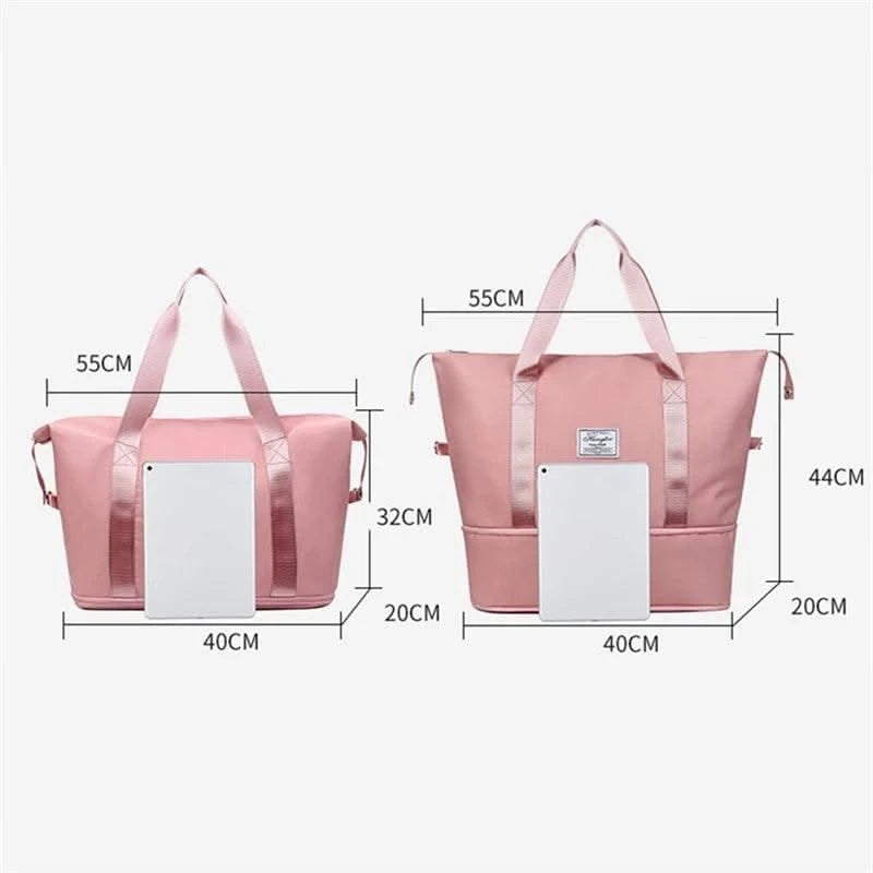 Travel Bag Women Shoulder Bag Quality Casual Handbag Double Zipper Expansion