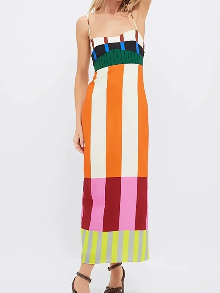 Women Loungewear Fashion Backless Maxi Dress Summer Print Holiday Sleeveless Deep V-Neck Elegant Ladies Party Dress Dropshipping