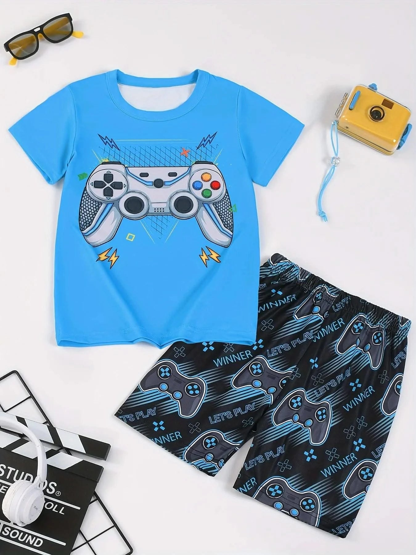 Children's Clothing Suit For Boy Short Sleeve Boy Child Shorts 3D Game Handle Fashion Children Summer Clothes Children's Sets