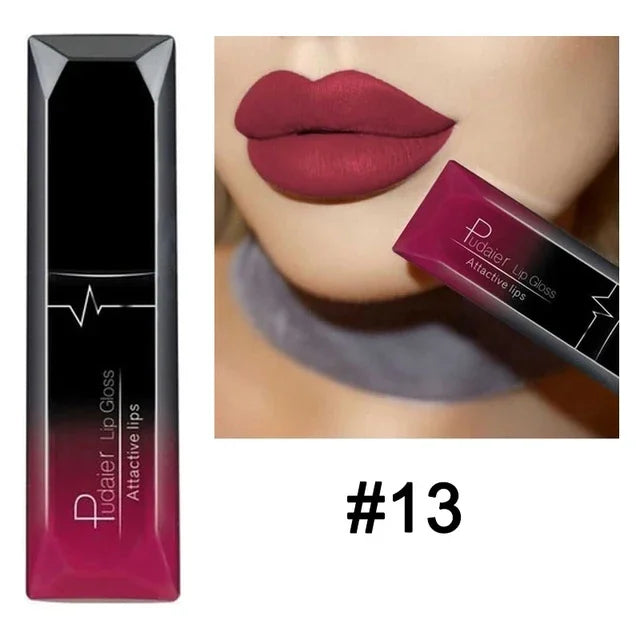 Waterproof Nude Matte Velvet Glossy Lip Gloss Lipstick Lip Balm Sexy Red Lip Tint 21 Colors Women Fashion Makeup Lipstick Tube