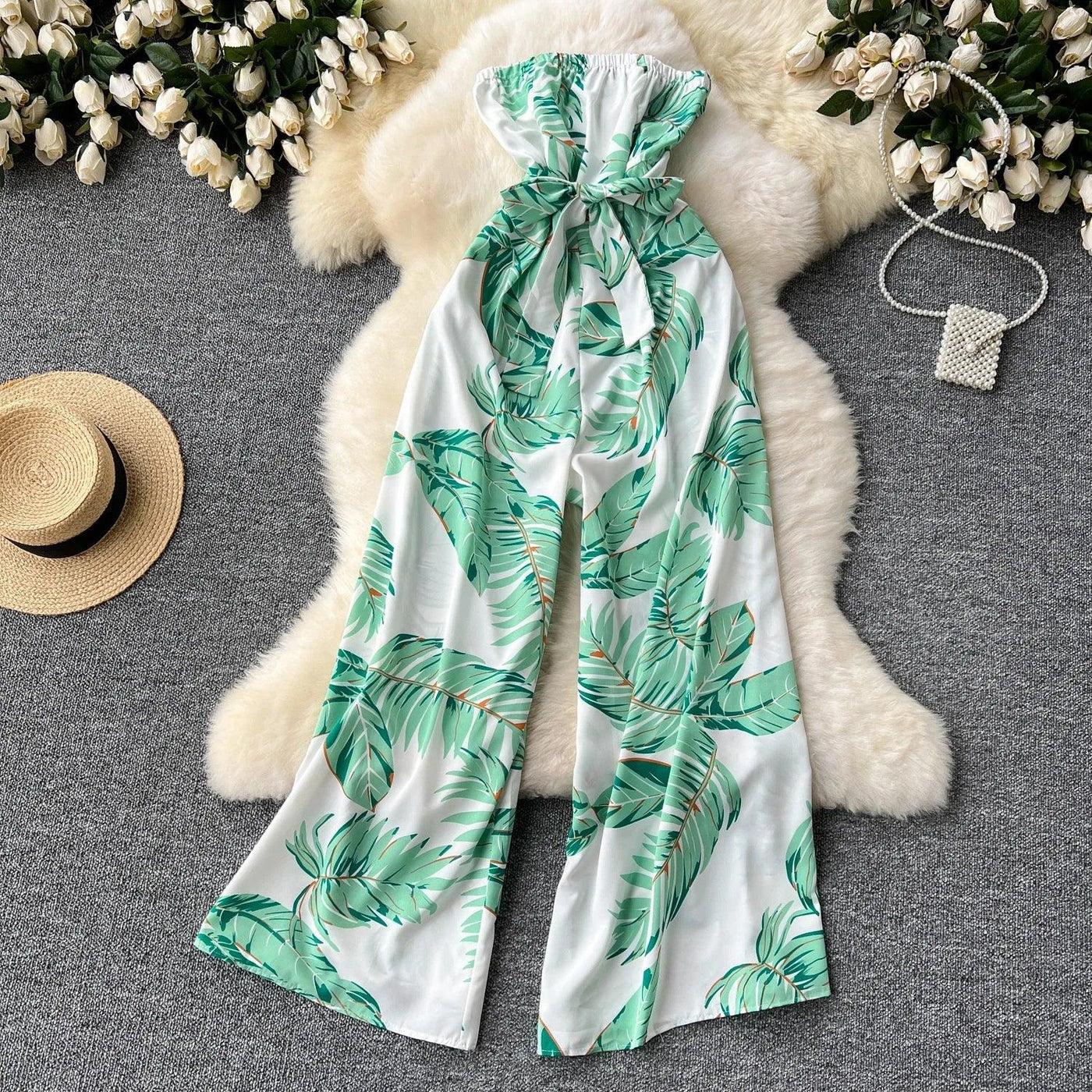 Women's Jumpsuit Elegant Sexy Suspender Printed Jumpsuits Casual Hip Waist Overalls Romper For Women Spring Summer 2024