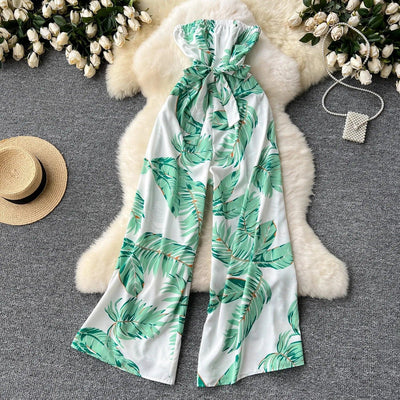 Women's Jumpsuit Elegant Sexy Suspender Printed Jumpsuits Casual Hip Waist Overalls Romper For Women Spring Summer 2024