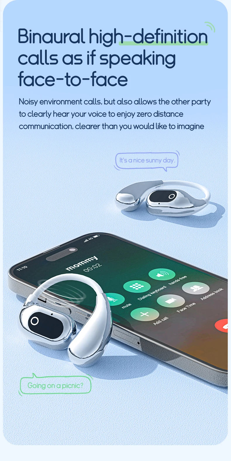 Wireless Earbuds, New 50H Bluetooth 5.4 Headphones Sport, HiFi Stereo Sound Wireless Earphones with Earhooks, IP7 Waterproof Ear
