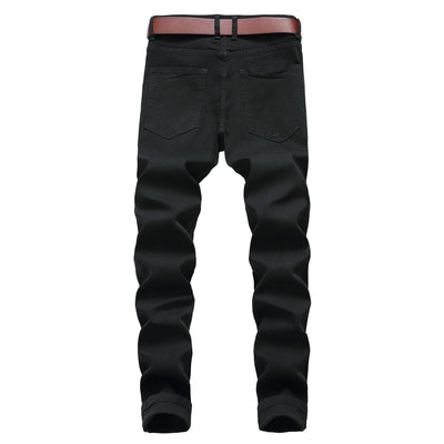 Straight Hole Destruction Trousers Distressed Jeans Men Denim Trousers Fashion Designer Brand White Pants Male Large Size 28-42