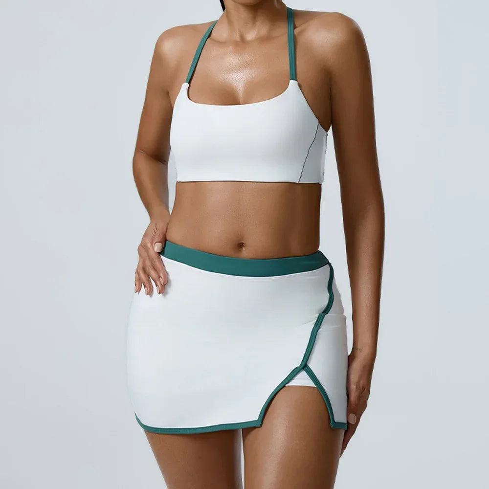 Women Yoga  Workout Set Bra and Shorts Two Piece Patchwork Open Sexy Back Elastic Fitness Sexy Yoga Outfit Sport  Women