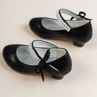 Pearl Crystal Princess Leather Shoes| High Heel Shoes For Kids, Girls, Teen Party | Wedding | Formal Sandals