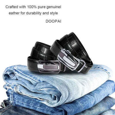 Men Belts Leather Automatic Alloy Buckle Belts