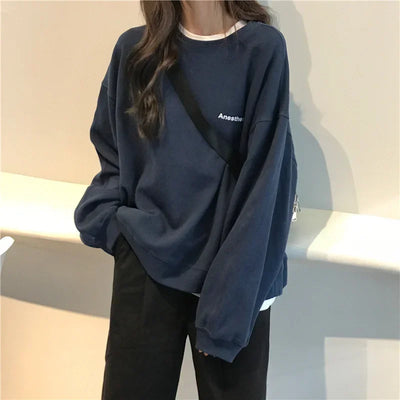 Women Sweatshirts Letter T-shirt Summer Korean Fashion Thin Chic Hoodie Shirt Long Sleeve Top Women's Loose Pullover Y2k Clothes