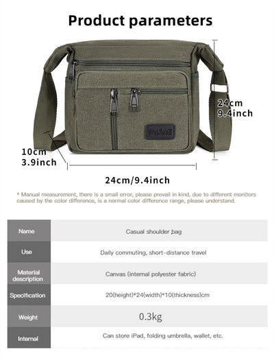 Men Canvas Shoulder Bags Casual Tote Travel Men's Crossbody Bag Luxury Messenger Bags Fashion High Quality Handbag