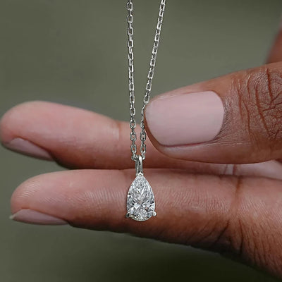 1CT 2CT Solitaire Pear Cut Moissanite Diamond Pendant Necklace for Women 100% 925 Sterling Silver Droplet Necklaces Jewelry GRA
