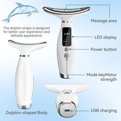 7 Color Facial Neck Massager EMS Micro-current Neck Face Beauty Device for Enhanced Face Neck and Shoulder Care with Vibrating