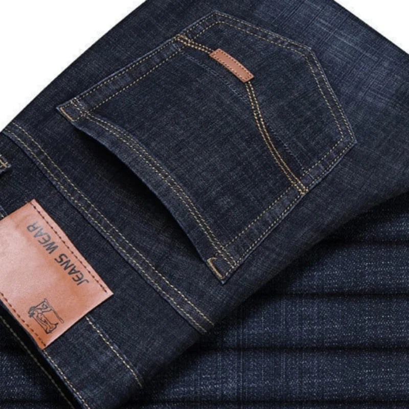 Men Fashion Straight Jeans Men 2025 New Stretch Slim Fit Pants Comfortable Soft Business Denim Trousers Male Brand Clothing