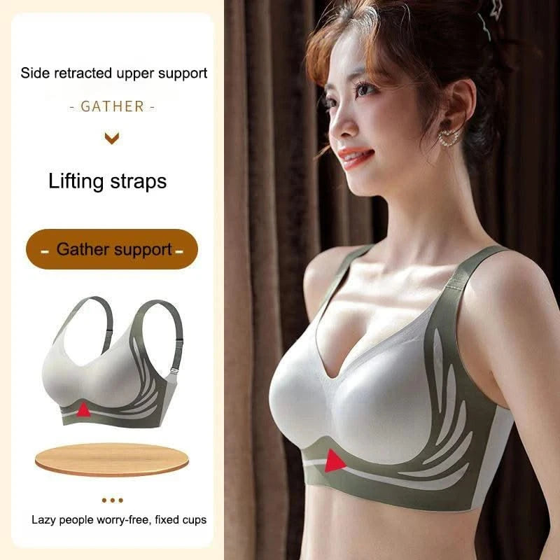 Plus Size Super Gather Push Up Bras Women Soft Support Seamless Underwear Female Full Cup Lift-Up Bras No Steel Sleepwear