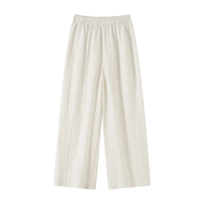 New Wide-leg Pants Women Clothing Summer Thin Loose Straight Casual Pants Solid High Waist Drape Nine-point Literary Pants