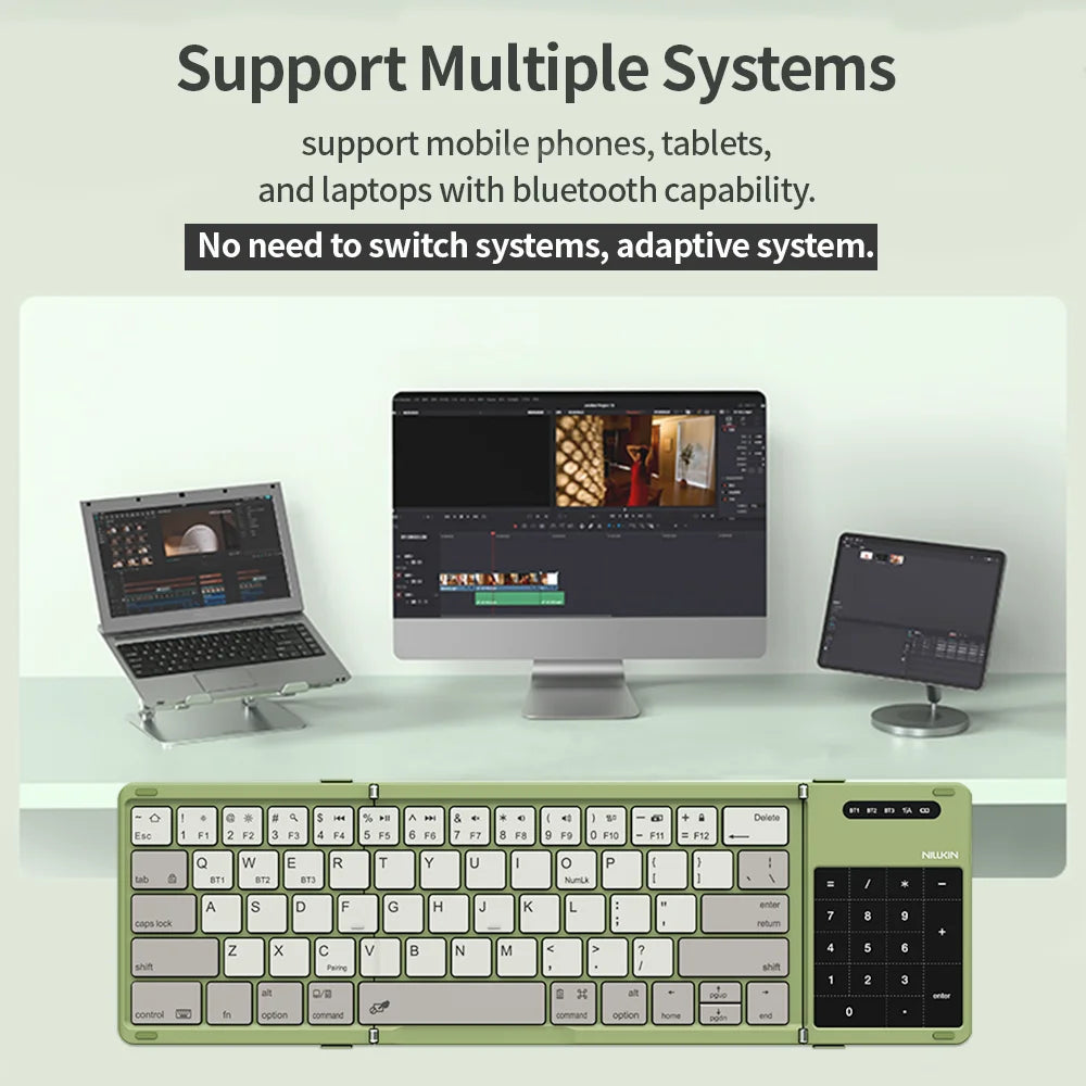 NILLKIN Mini Foldable Wireless Bluetooth Keyboard Rechargeable Folding Portable Keyboards With Touchpad for Windows iOS Android