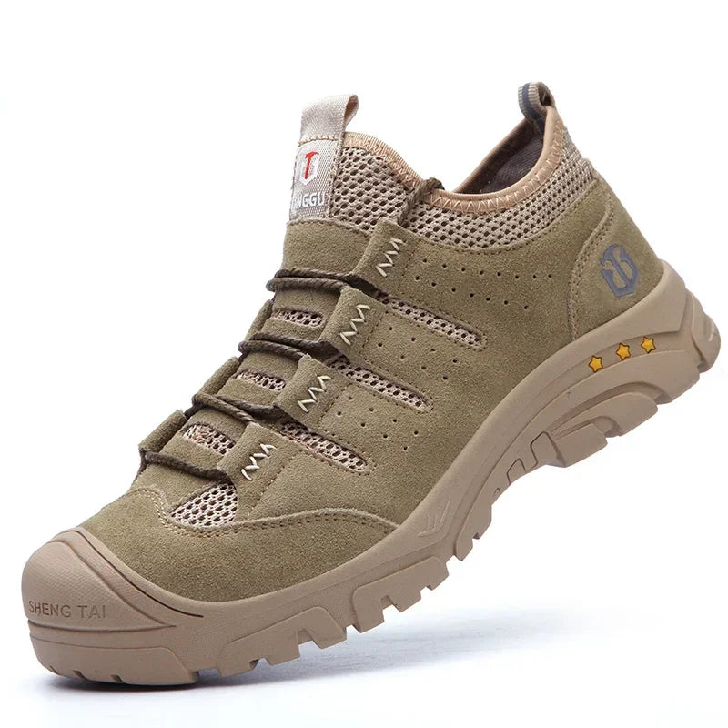 Men's safety shoes are impact resistant, puncture resistant, soft, comfortable, breathable, non slip, and lightweight work shoes