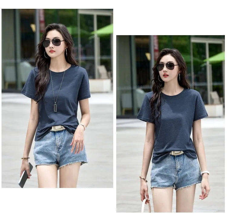 Oversized Summer T shirts for Women Casual Female Korean Streetwear Tees Unisex Basic Solid Young Cool Tops