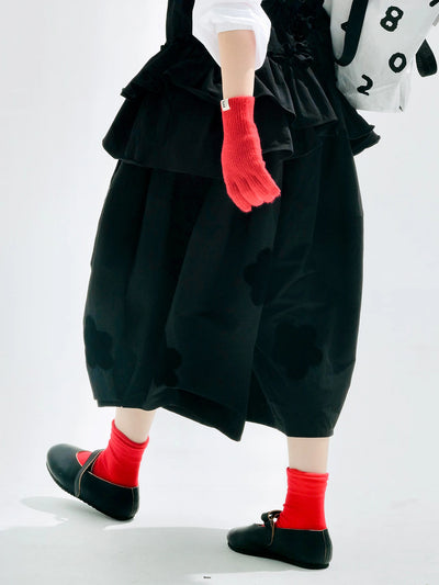 Woven applique wide-leg pants 2025 original early autumn style twill loose casual nine-inch pants for women255184