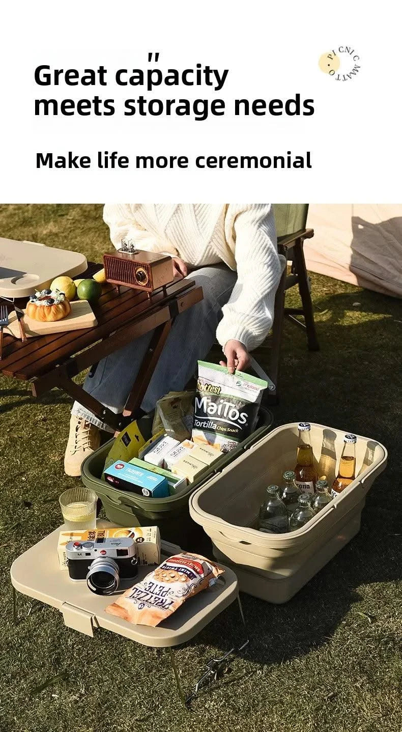 garden  Multi functional hand-held basket storage box for picnic, outdoor camping, picnic basket set, folding water bucket