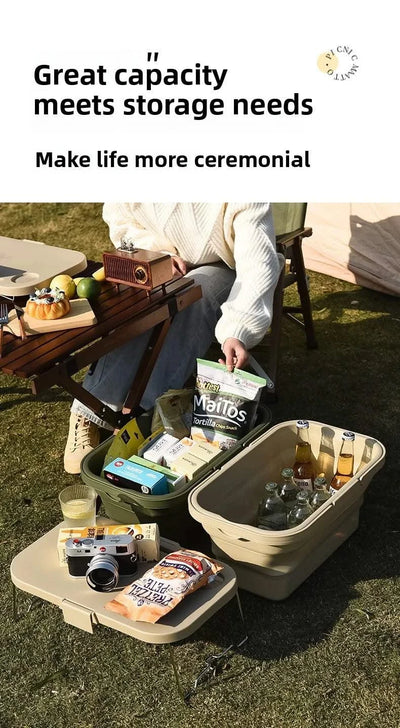 garden  Multi functional hand-held basket storage box for picnic, outdoor camping, picnic basket set, folding water bucket