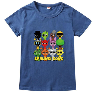 Camisas Sprunki Incredibox Figuras Kids Game Sprunky Tshirt Boys Short Sleeve Tops Girls Cartoon Clothes Children Summer Clothes