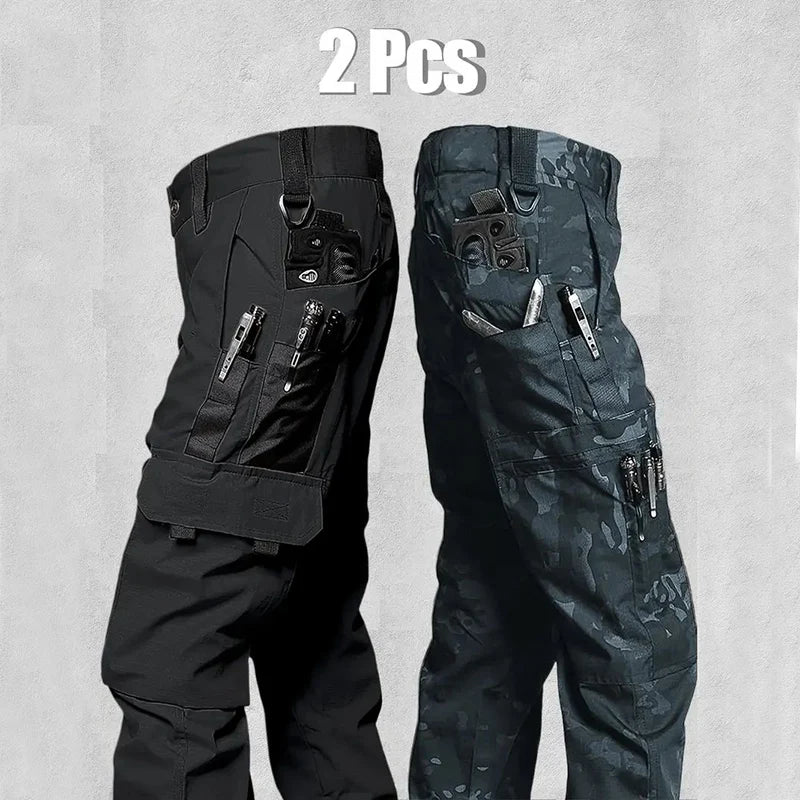 Men's Outdoor Work Pants 2-Pcs Tactical Cargo Trousers New Multi-pocket Wear-Resistant Workwear Outdoor Waterproof Hiking Pants