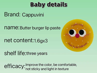 Cappuvini Butter Hamburger Lip Mud Matte Soft Mist Cute Hamburger Whitening Makeup Lipstick Valentine's Day