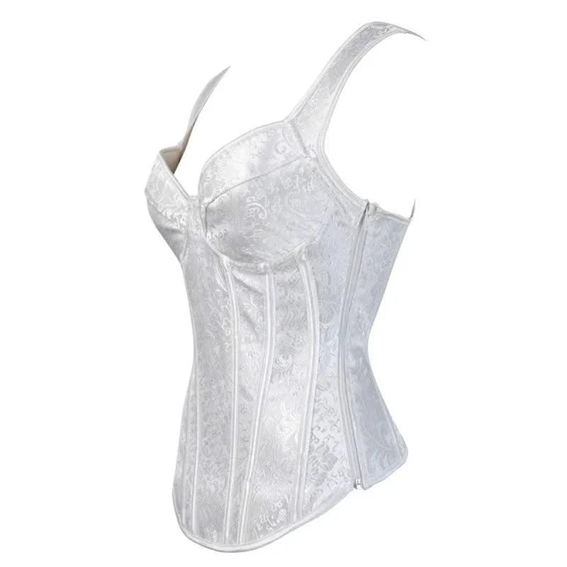 Women Corset with Straps Black Overbust