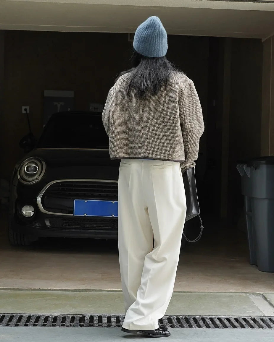 women's casual solid color straight leg wide trousers loose wear thin trousers pants