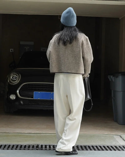 women's casual solid color straight leg wide trousers loose wear thin trousers pants