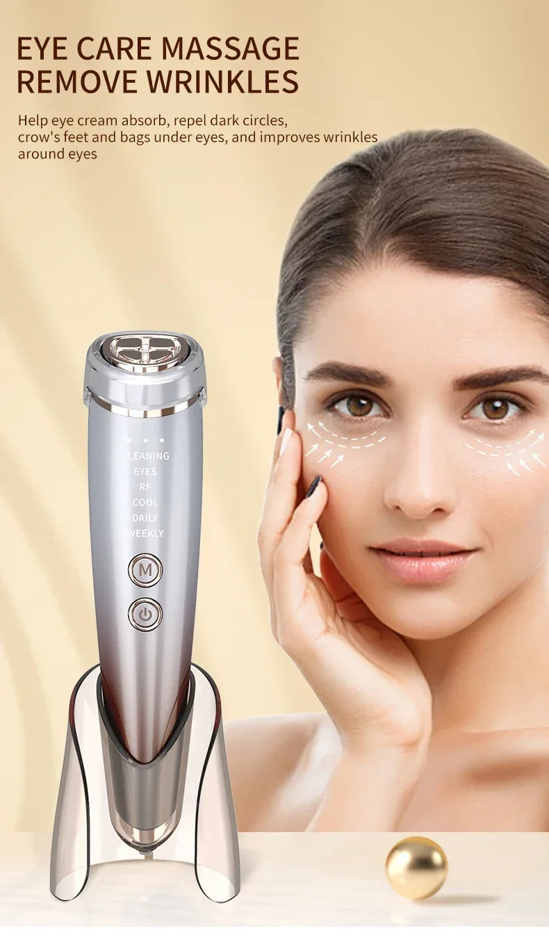 High Frefruquency RF Neck Face Beauty Device Anti-aging Remove Double Chin EMS Facial Lifting Warm Facial Massager