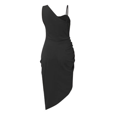 Women Sexy Dresses Summer 2024 Solid Color Sexy Slit Midi Smocked One Shoulder Evening Dress Luxury Elegant Dresses