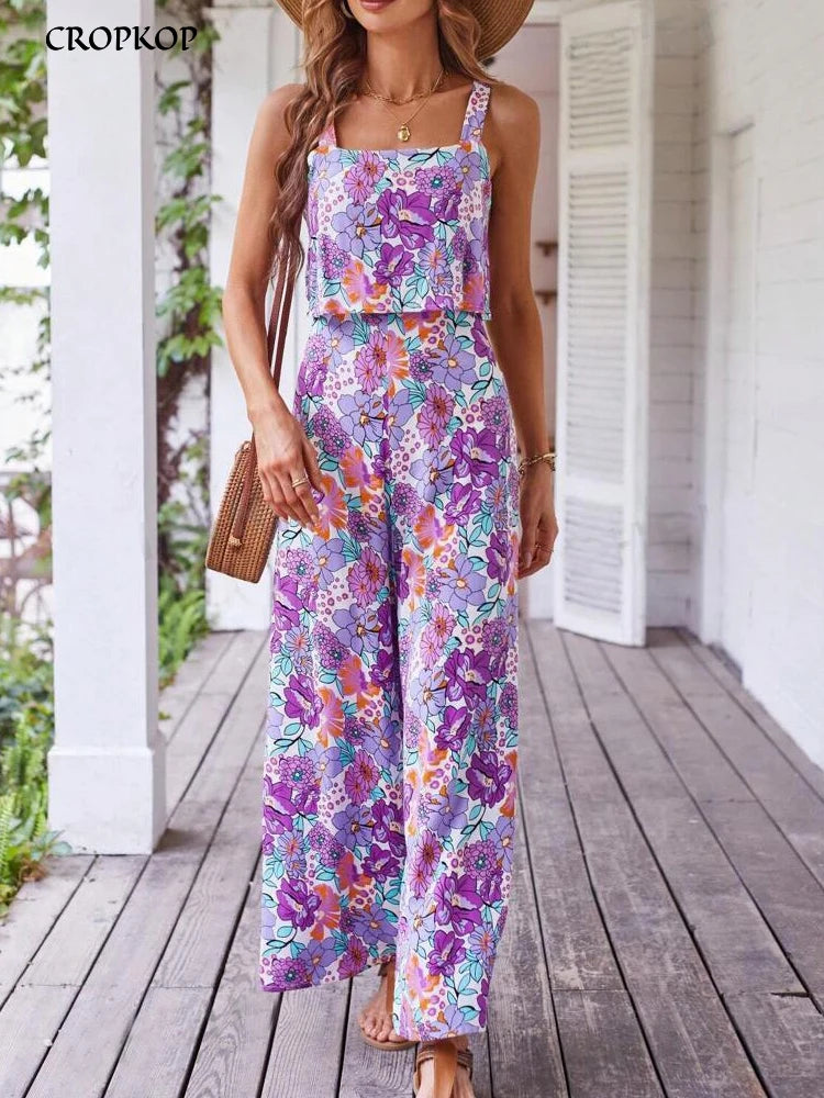 Summer Women's Print Jumpsuits,Sexy Halter Beach Long Jumpsuits,Jump Suit Woman,Jumpsuit Women Sexys,New 2025 Clothes,Rompers