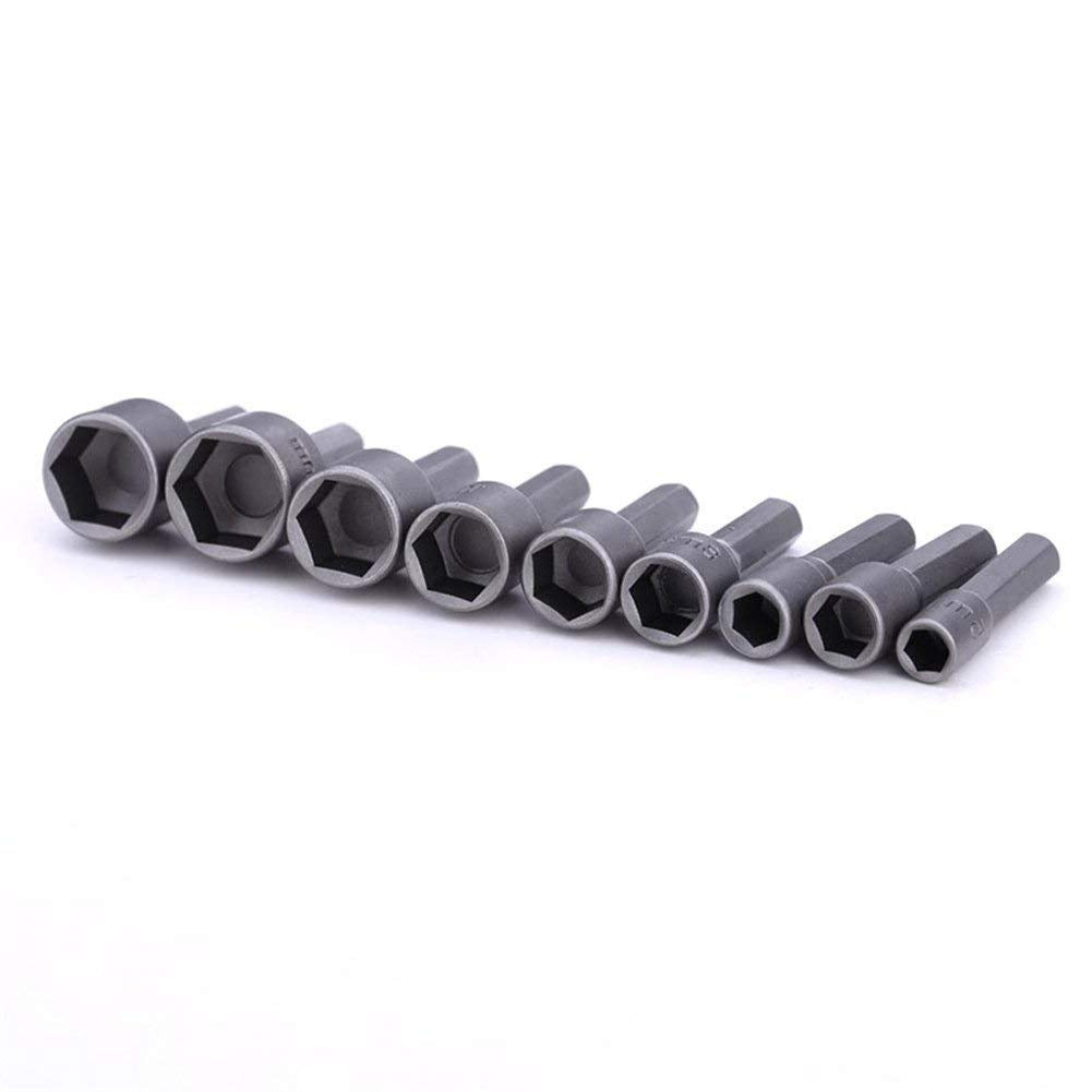 9pcs Power Hand Driver Drill Tools Set 5-13mm Metric Socket Wrench Set Power Nuts Driver Socket 1/4" Hex Shank Drill Bit Set