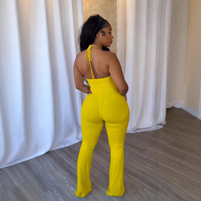 Women Jumpsuits For Summer Autumn Sleeveless Solid Color Bandage Loose Fashion Streetwear Overalls Wide Leg Pants Trousers 2025