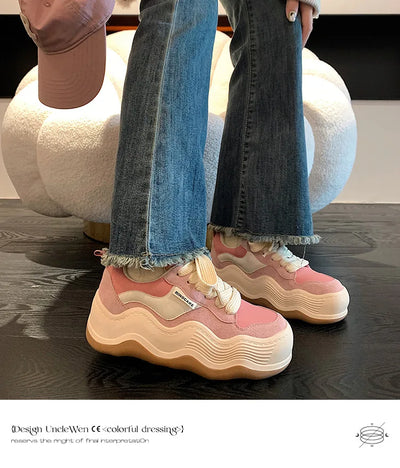 Women New Fashion Sneakers Autumn Casual Brand Shoes Woman Thick Soled Canvas Platform Designer Women Light Flat Versatile Shoes