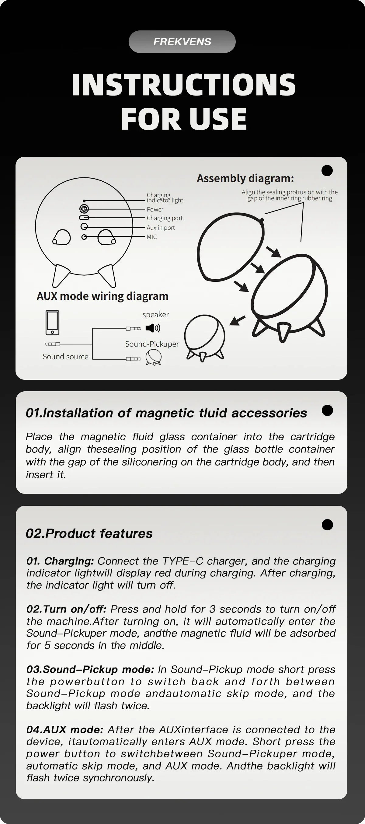 Magnetic Fluid Pickup Sound Motion Sensor Desktop Music Partner Venom Music Rhythm Light Dance Liquid with Music Visual Music