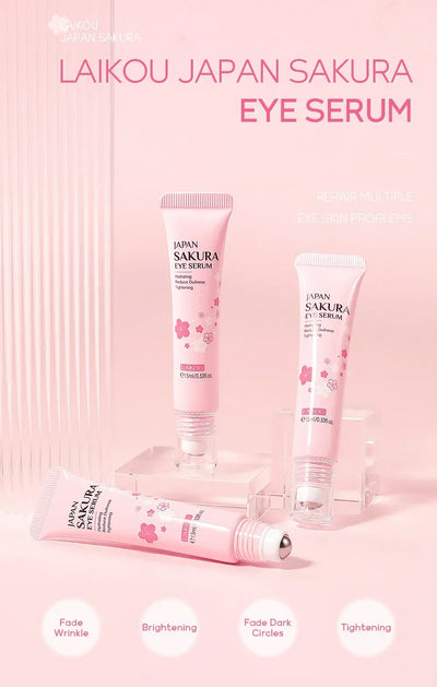 LAIKOU Sakura Eye Serum Eye Roller Massage Hyaluronic Acid Skin Care Eye Bags Cream Moisturizing Dark Circles 15ml